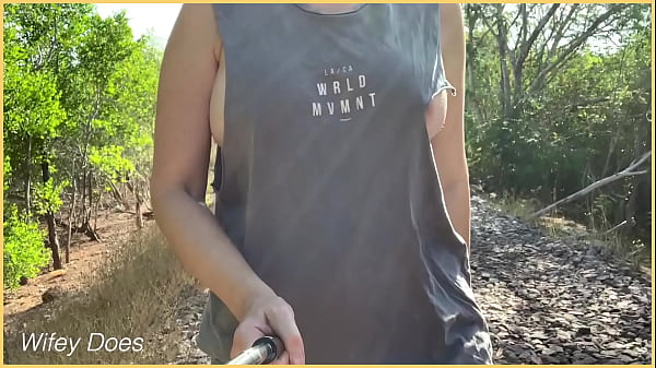 wife wears ripped open shirt in public flashing dare