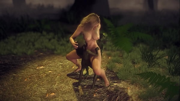 elf getting fucked by two goblins in a threesome in the forest vert d porn
